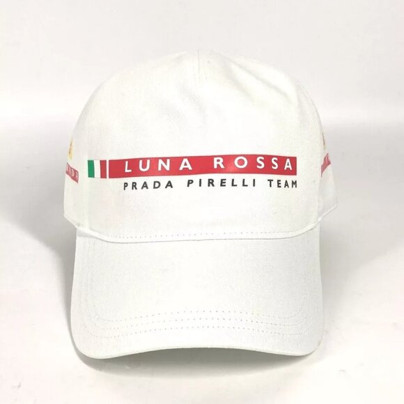 PRADA Logo LunaRosa Luna Rossa hat cap baseball cap cotton White Unused
